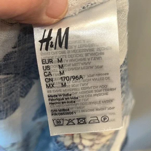 Desmond & Dempsey H&M Tropical White Blue Banana Leaf Dress Women’s Size M NWOT - Picture 11 of 12